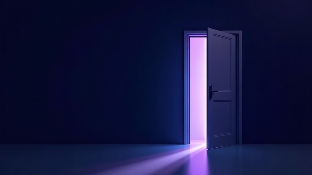 Two doorways with light flowing through the open permanent one