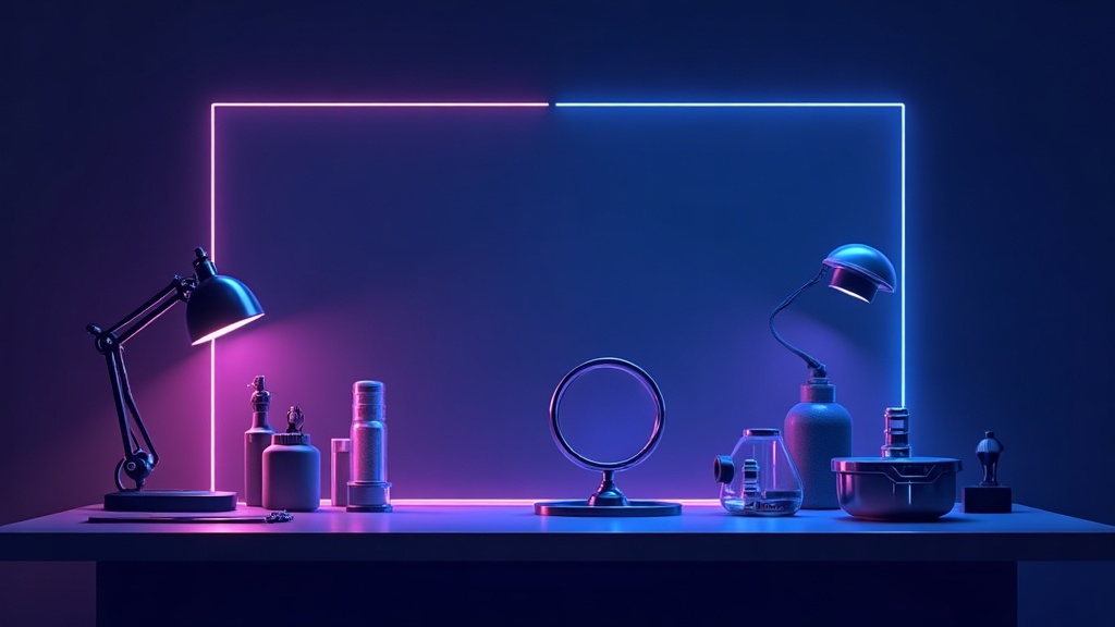 Workbench with wrench, magnifier and gauge silhouettes representing free SEO tools
