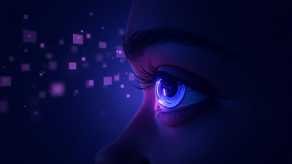 Eye examining an AI chat interface for brand visibility