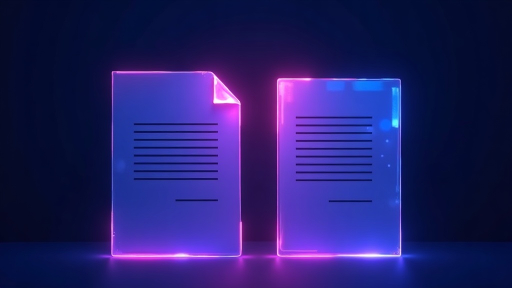 Two documents side by side, one glowing as the chosen citation