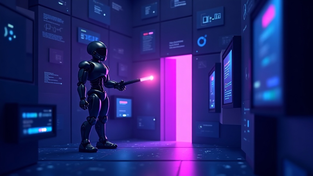 robot torch lighting only some rooms of a site maze