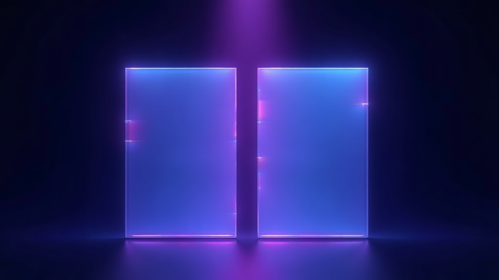 Two identical pages judged by a light beam reading only their glow