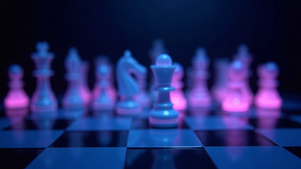 Chess board with content piece silhouettes as the playing pieces, representing strategic content planning