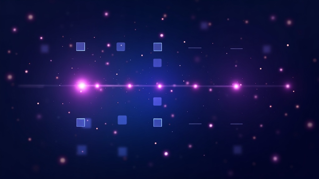 Calendar grid with glowing dots marking planned articles in a content publishing plan