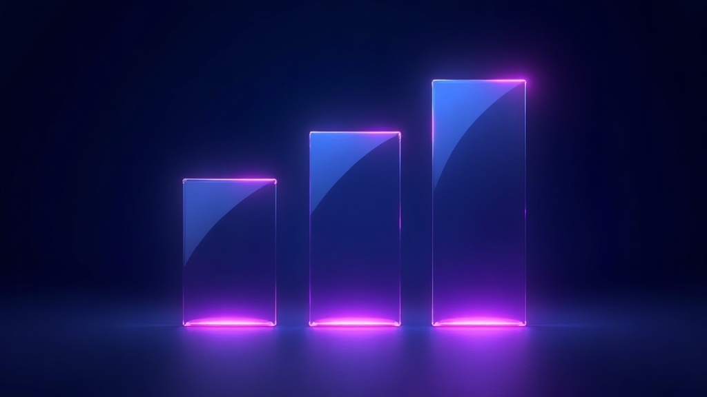 Three glass panels of ascending height representing SEO pricing tiers