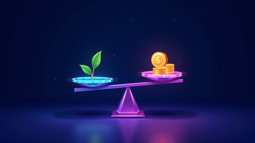 Balance scale weighing organic search against paid ads