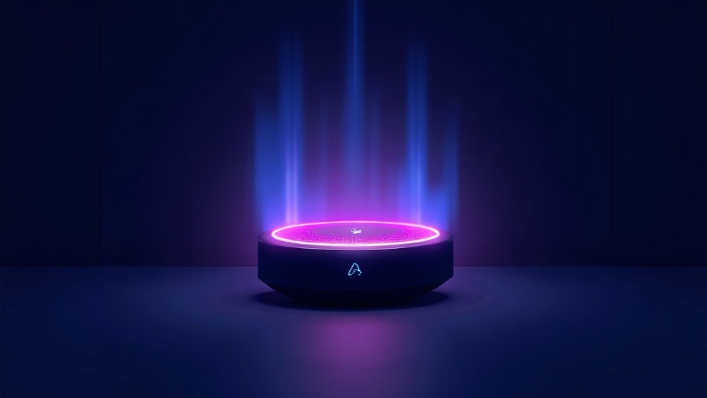 smart speaker emitting a ribbon that becomes an answer card