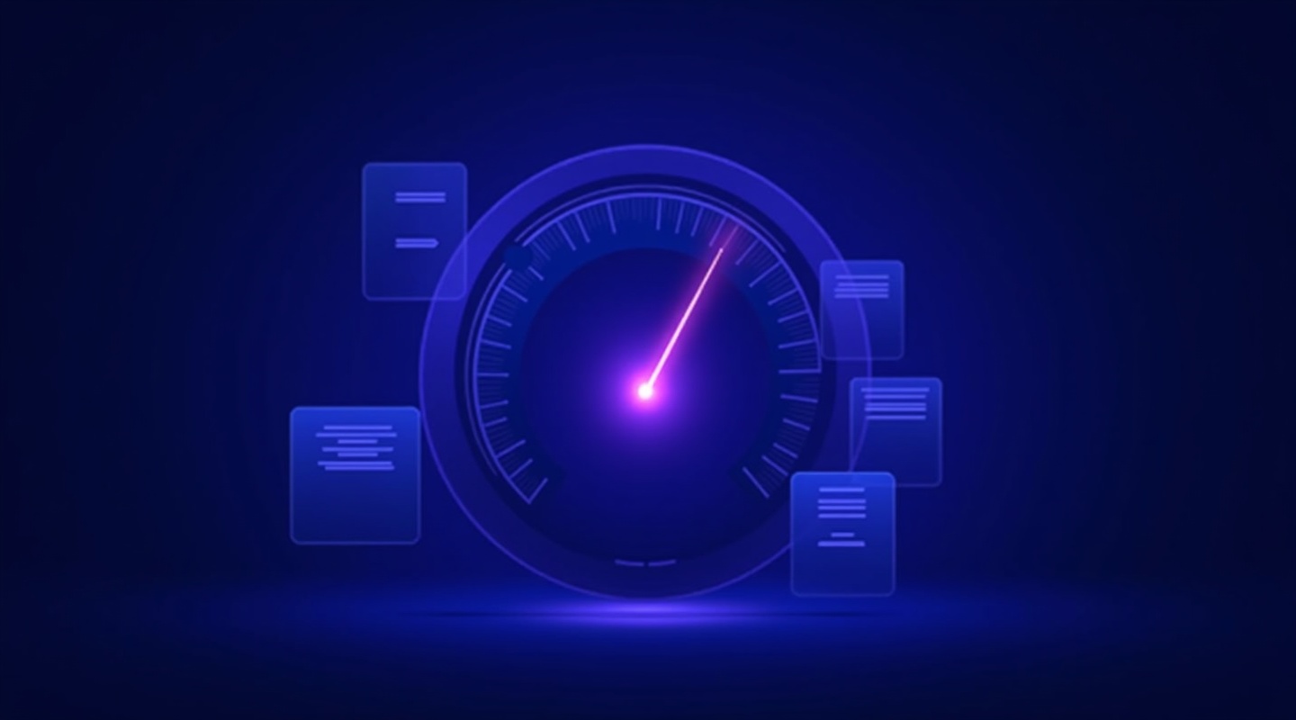 An authority gauge with a rising needle surrounded by linked website nodes