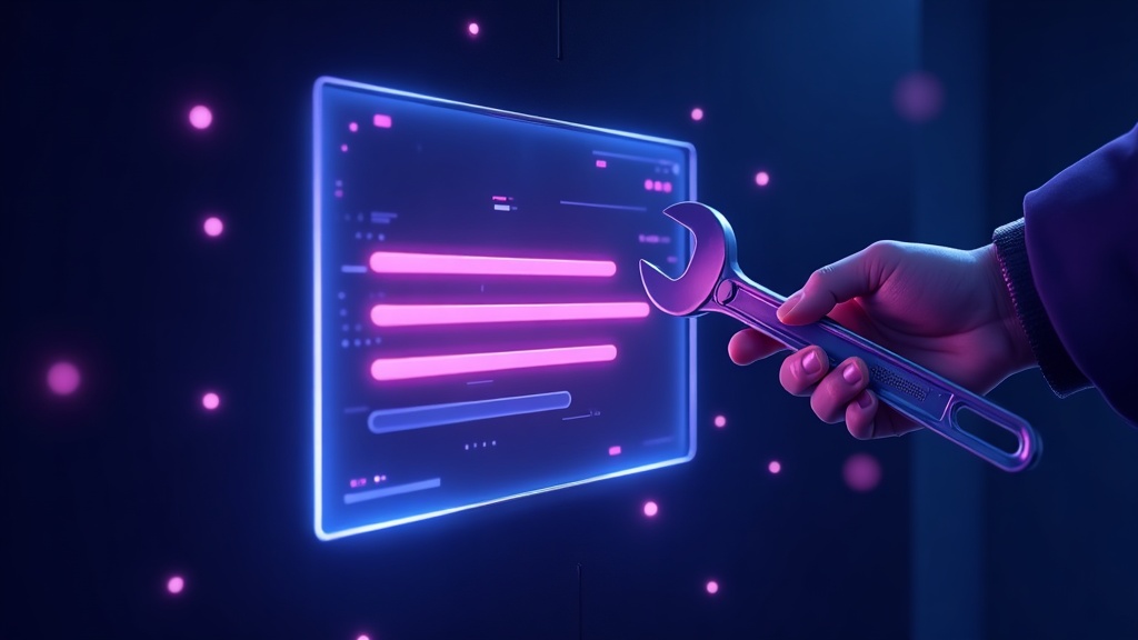 Wrench adjusting the framework of a website under construction