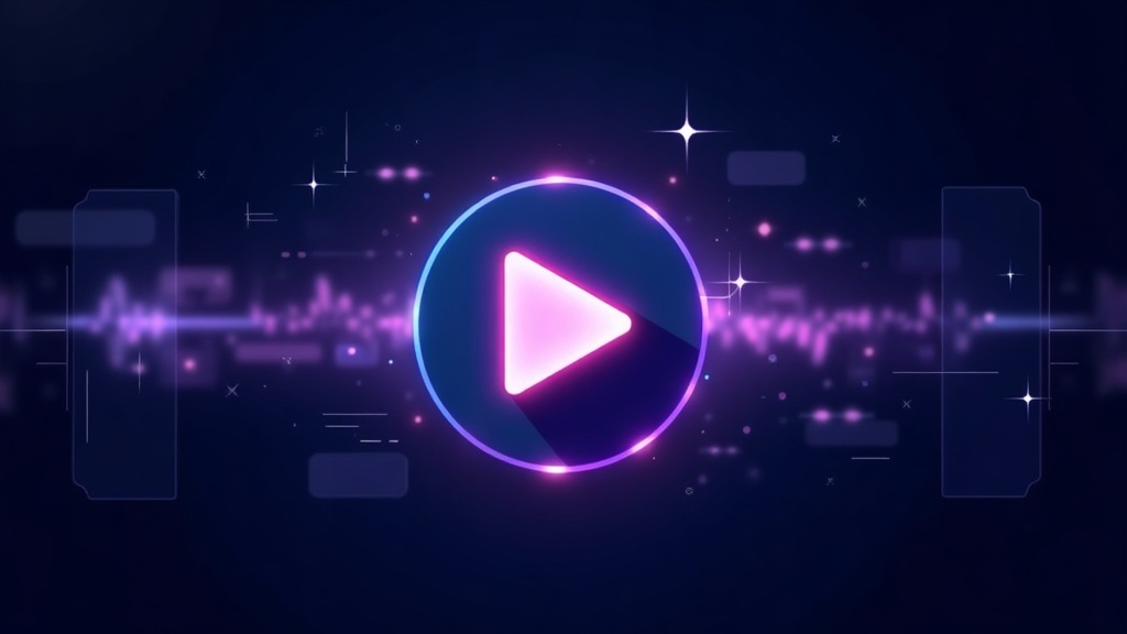 Play button orbited by a magnifier and star icons showing YouTube ranking signals